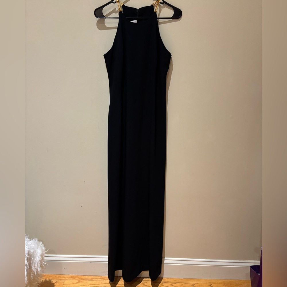 Jones New York Classic Black Maxi Dress With Gold Accents